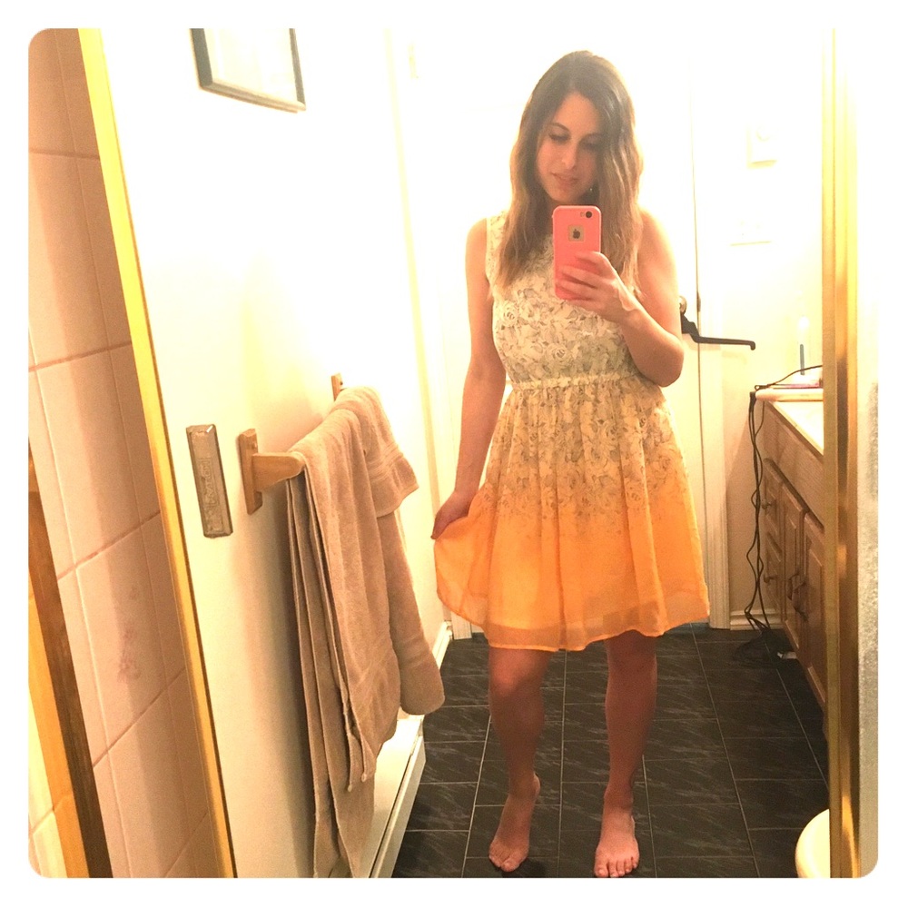 Coral and white floral dress